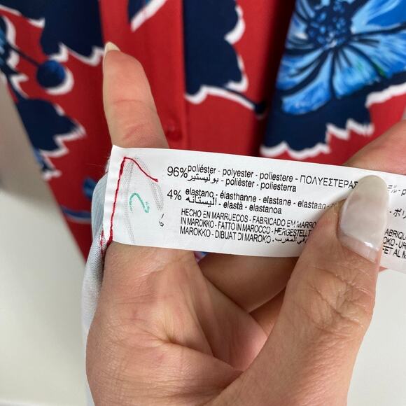 ZARA Red Floral Button-Down Midi Dress M — Cottagecore Coquette Wedding Guest - Picture 8 of 11